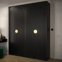 Madrid 4-Door Wardrobe with Storage - Black, Laminated Board