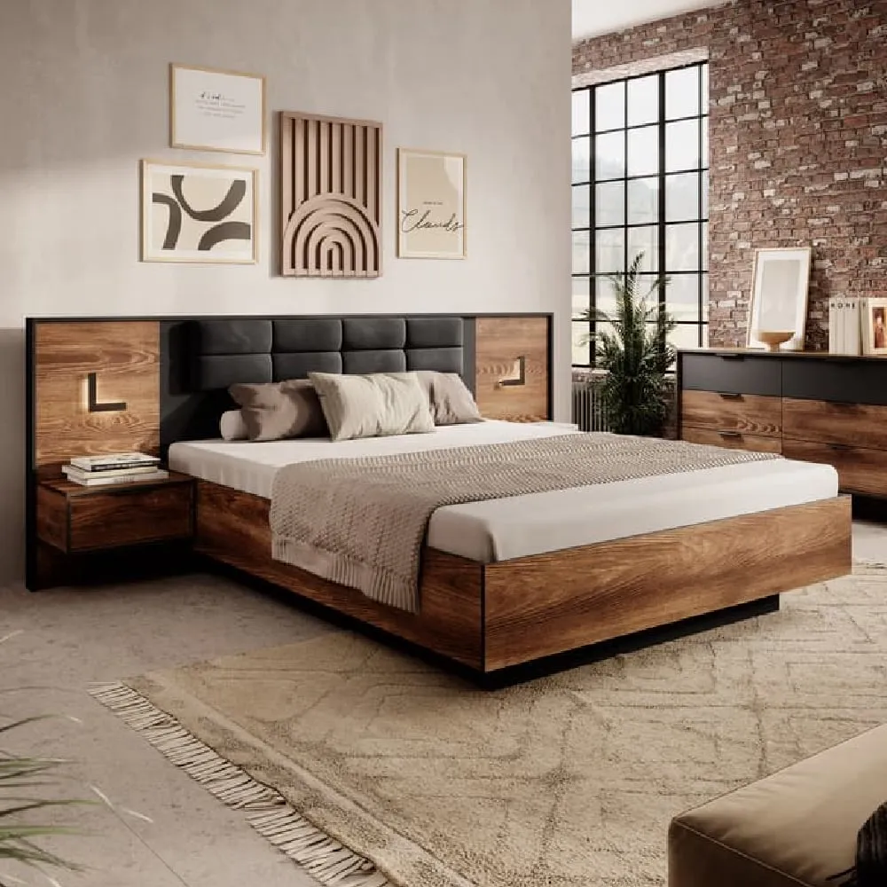 Madrid King Size Ottoman Bed with Storage - Chestnut Oak