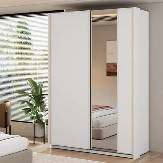 Madrid Wardrobe with 2 Sliding Doors and LED - White