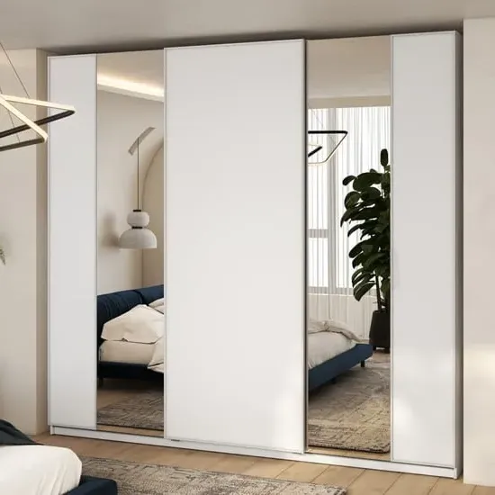 Madrid Wardrobe with 3 Sliding Doors and LED - White
