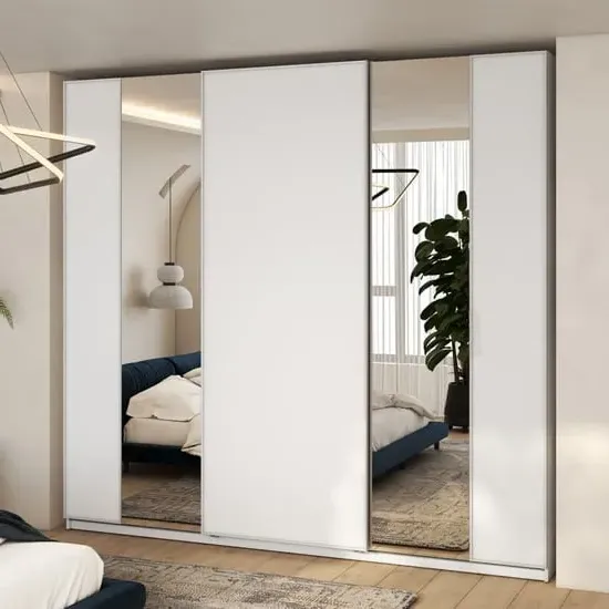 Madrid Wardrobe with 3 Sliding Doors and LED - White