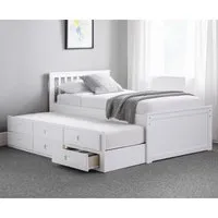 Maeko Captain's Single Bed with Underbed and Drawers - White alternate view