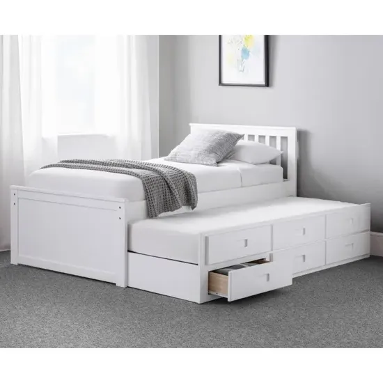 Maeko Captain's Single Bed with Underbed and Drawers - White product
