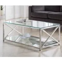 Maemi Coffee Table with Storage - Clear, Chrome