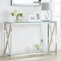 Maemi Console Table with Storage - Clear, Chrome