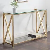 Maemi Console Table with Storage - Clear, Gold