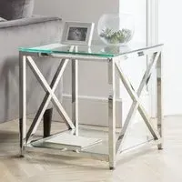 Maemi Lamp Table with Storage - Clear, Chrome