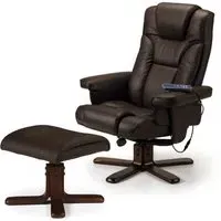 Maeryn Massage Recliner Chair with Footstool - Brown, Faux Leather