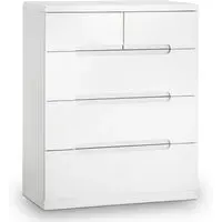 Magaly 5-Drawer Chest of Drawers - White, High Gloss