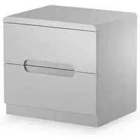 Magaly Bedside Cabinet with 2 Drawers - Grey, High Gloss