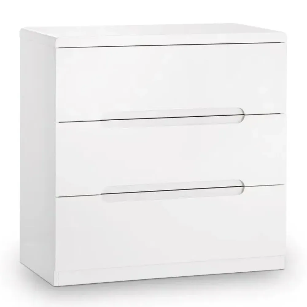 Magaly Chest of Drawers with 3 Drawers - White, High Gloss product