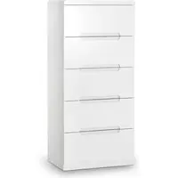 Magaly Narrow 5-Drawer Chest of Drawers - White, High Gloss