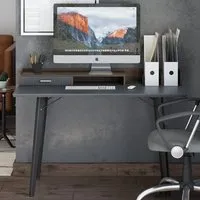 Maghull Laptop Desk with Storage - Walnut, Charcoal Grey