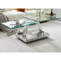 Magic Wings Swivel Coffee Table - Clear, Tempered Glass