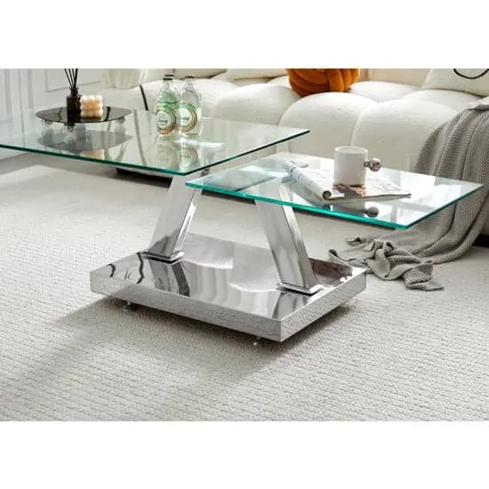 Magic Wings Swivel Coffee Table - Clear, Tempered Glass image