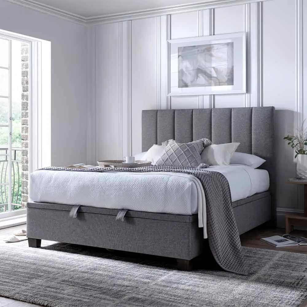 Magna Double Ottoman Bed with Storage - Marbella Grey, Fabric image