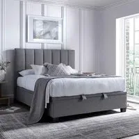 Magna King Size Ottoman Bed with Storage - Marbella Grey, Fabric