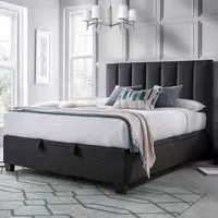 Magna King Size Ottoman Bed with Storage - Pendle Slate, Fabric