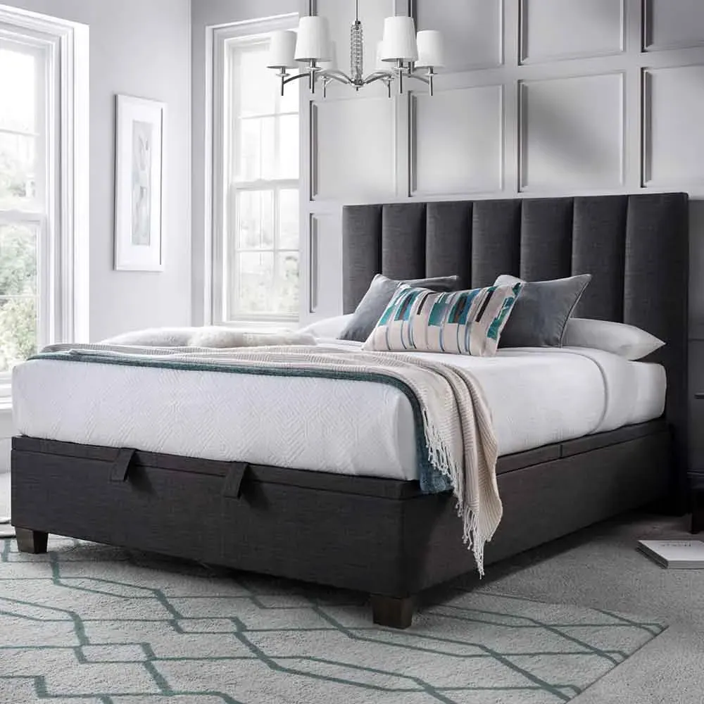 Magna Super King Ottoman Bed with Storage - Pendle Slate, Fabric