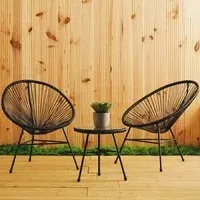 Magni 3 Piece Patio Set - Black, Rattan