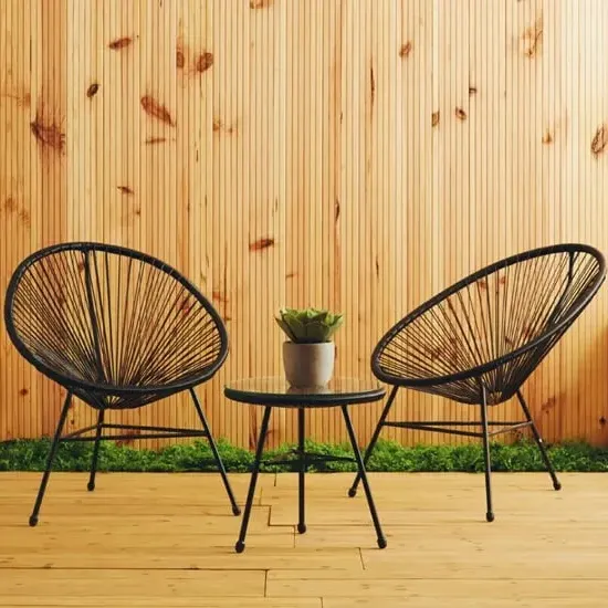 Magni 3 Piece Patio Set - Black, Rattan image