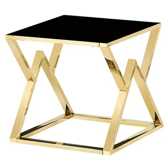 Magni Lamp Table - Black Glass, Gold Metal image