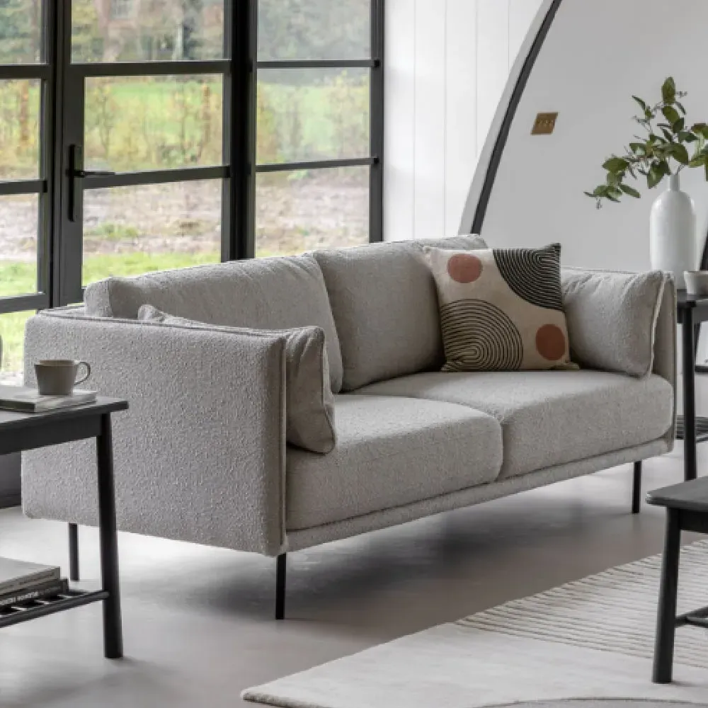 Magnolia 2-Seater Sofa with Black Legs - Natural, Fabric image