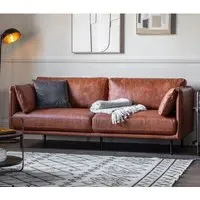 Magnolia 3-Seater Sofa with Metal Legs - Brown, Leather