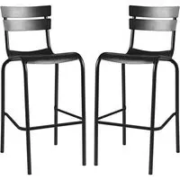 Magnolia Bar Stools In Pair - Black, Aluminium