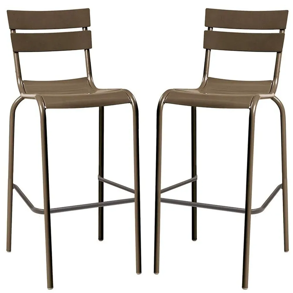 Magnolia Bar Stools In Pair - Grey, Aluminium