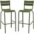 Magnolia Bar Stools In Pair - Olive Green, Aluminium