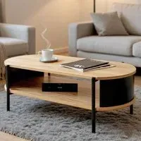 Magnolia Coffee Table with Undershelf - Black, Oak