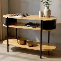 Magnolia Console Table with 2 Shelves - Black, Oak