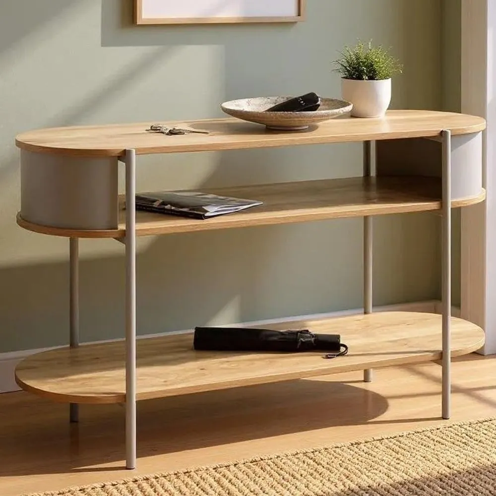 Magnolia Console Table with 2 Shelves - Grey, Oak