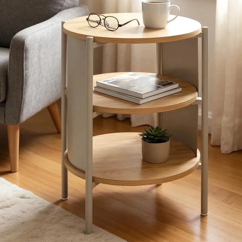 Magnolia End Table with 2 Shelves - Grey, Oak