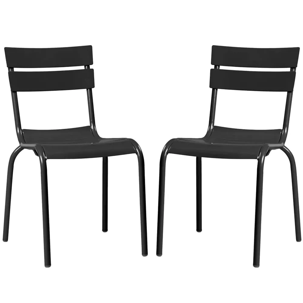 Magnolia Outdoor Side Chairs Set of 2 - Black, Aluminium