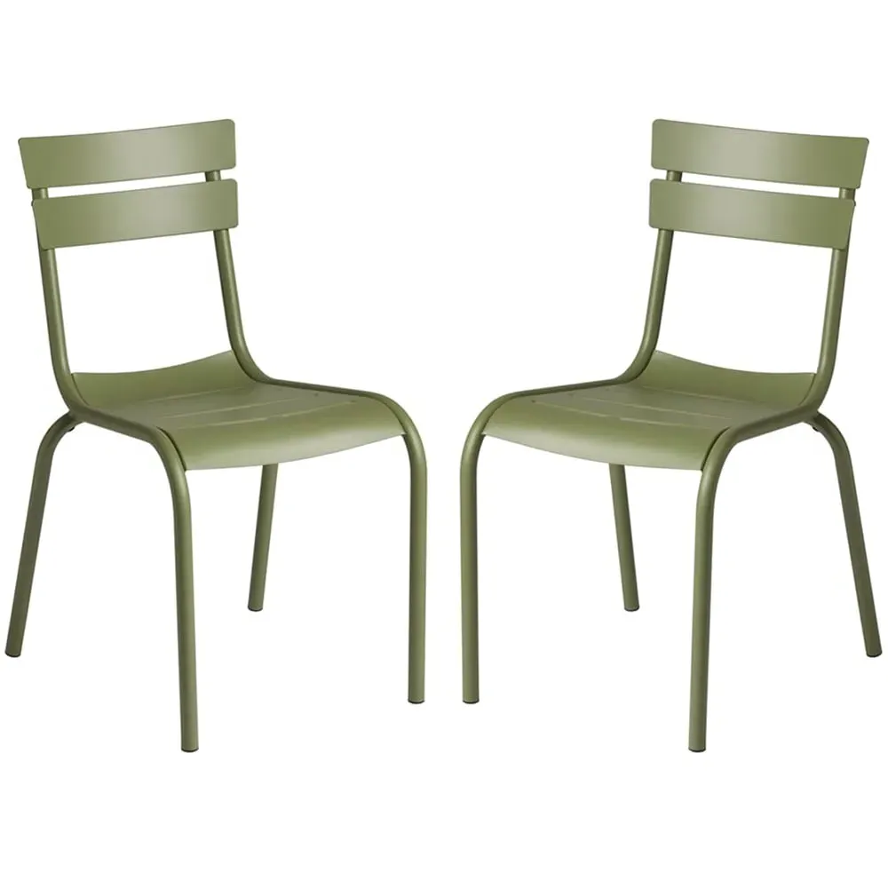 Magnolia Outdoor Side Chairs Set of 2 - Olive Green, Aluminium