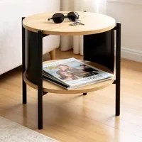 Magnolia Side Table with Shelf - Black, Oak