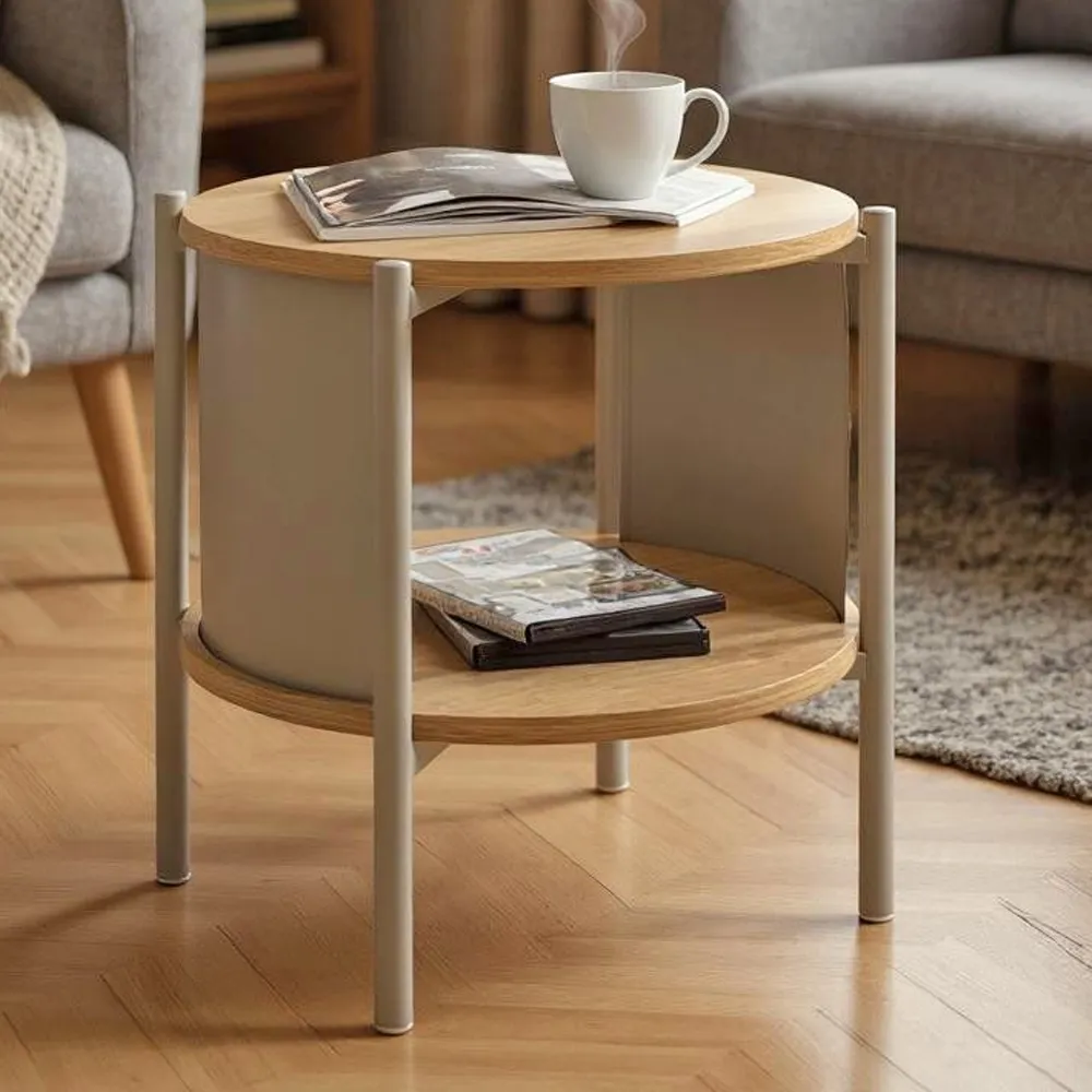 Magnolia Side Table with Shelf - Grey, Oak