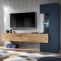 Mahon Entertainment Unit with LED - Flagstaff Oak, Navy
