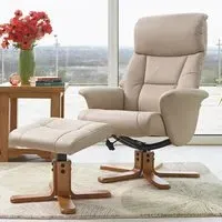 Maida Swivel Recliner Chair with Footstool - Cafe Latte, Leather