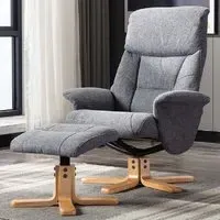 Maida Swivel Recliner Chair with Footstool - Fossil, Fabric