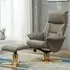 Maida Swivel Recliner Chair with Footstool - Grey, Leather