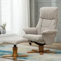 Maida Swivel Recliner Chair with Footstool - Wheat, Fabric