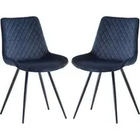 Maija Dining Chairs - Deep Blue, Velvet (Pair)