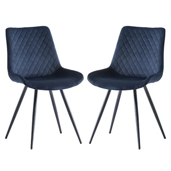 Maija Dining Chairs - Deep Blue, Velvet (Pair)