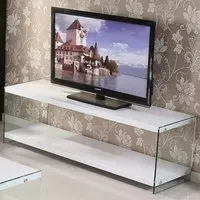 Maik TV Stand with Glass Frame - White, High Gloss