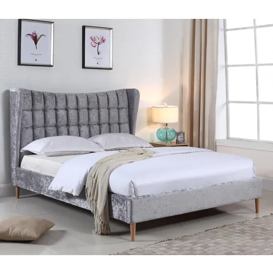 Maile King Size Bed Frame - Silver, Crushed Velvet product