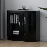 Maili Display Cabinet with 2 Doors - Black, Engineered Wood