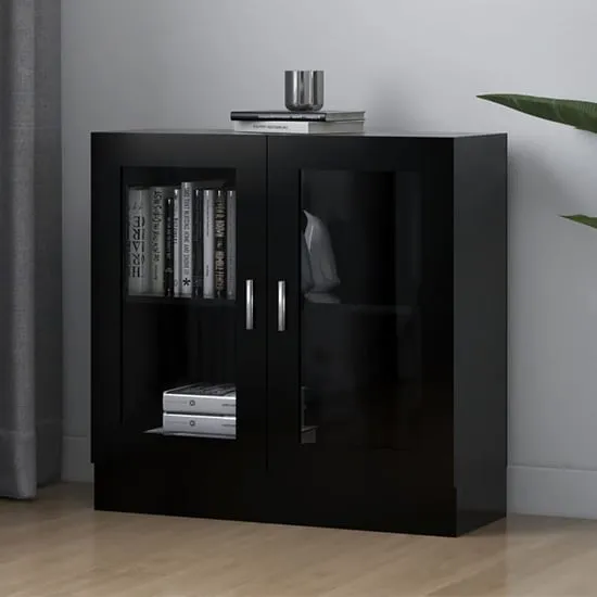 Maili Display Cabinet with 2 Doors - Black, Engineered Wood image